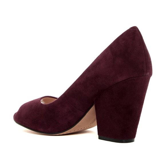 Vince Camuto Berit Maroon Suede Peep Toe Heels - Picture 8 of 10